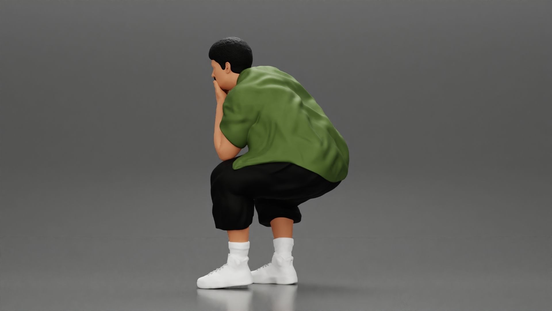 Fat Gangster sitting and thinking 3D print model_4