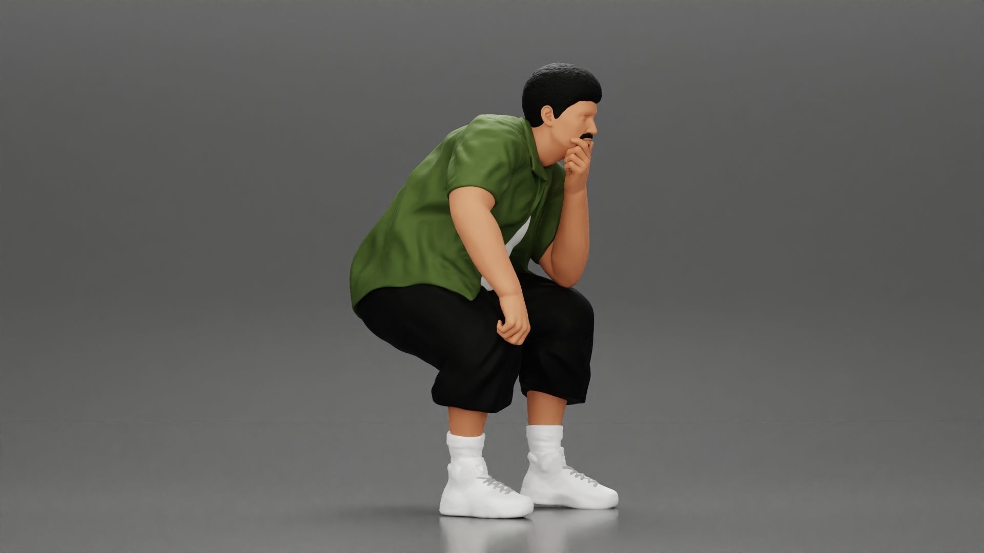 Fat Gangster sitting and thinking 3D print model_1