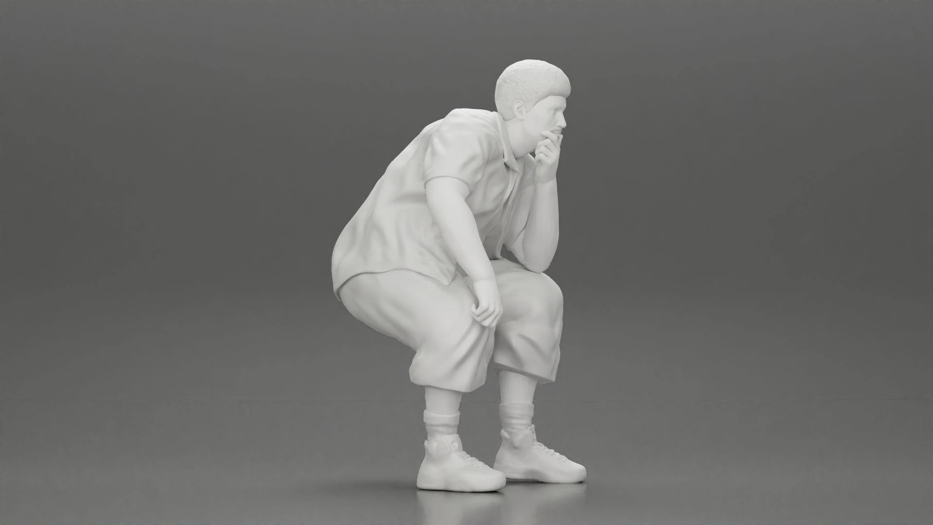 Fat Gangster sitting and thinking 3D print model_7