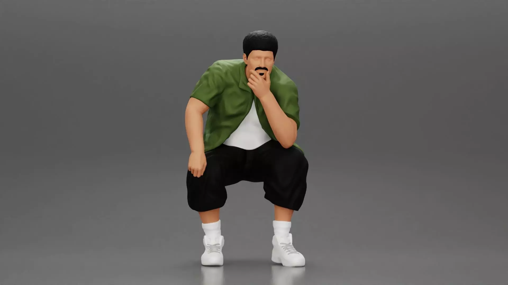 Fat Gangster sitting and thinking 3D print model_0