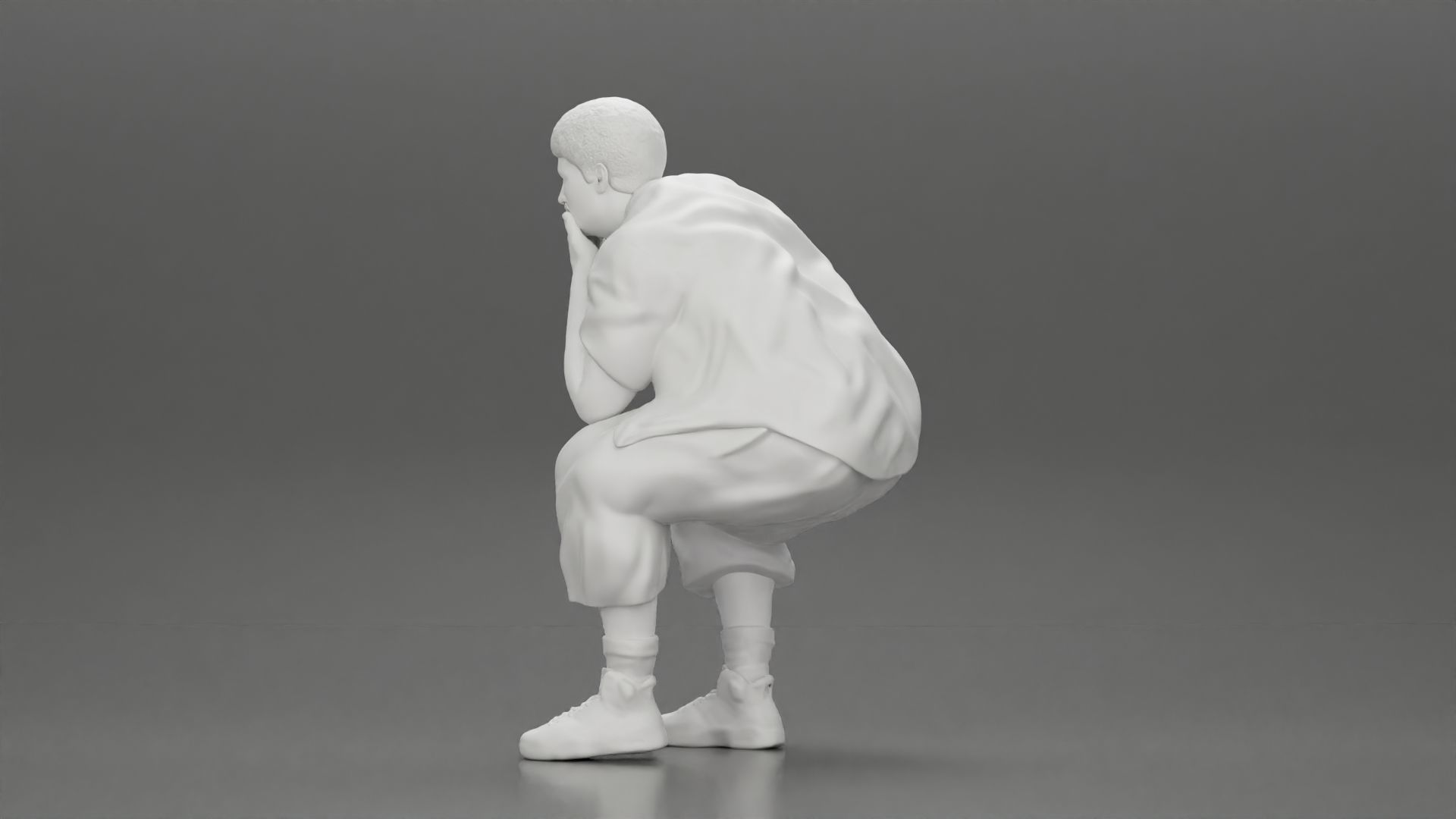 Fat Gangster sitting and thinking 3D print model_10