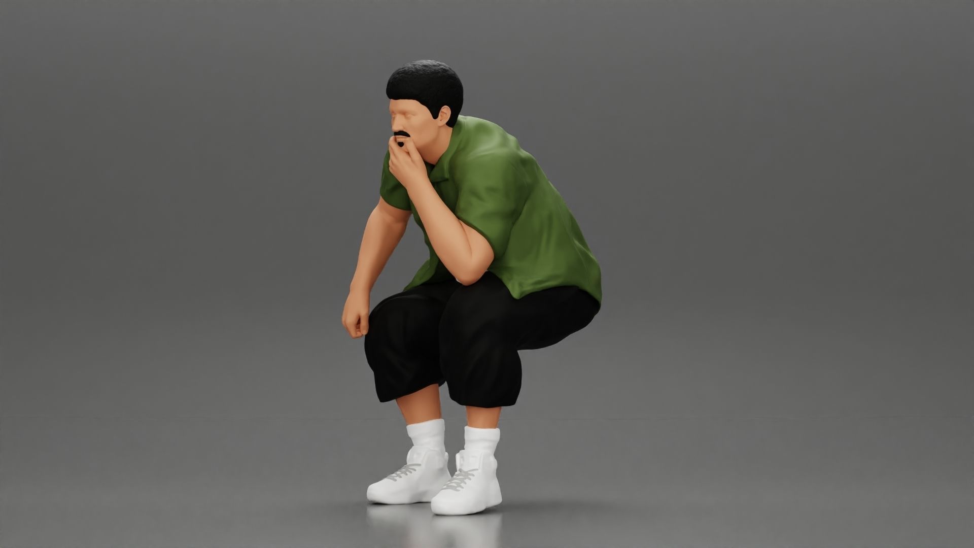 Fat Gangster sitting and thinking 3D print model_5