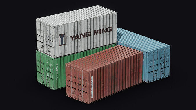 Shipping containers Free low-poly 3D model
