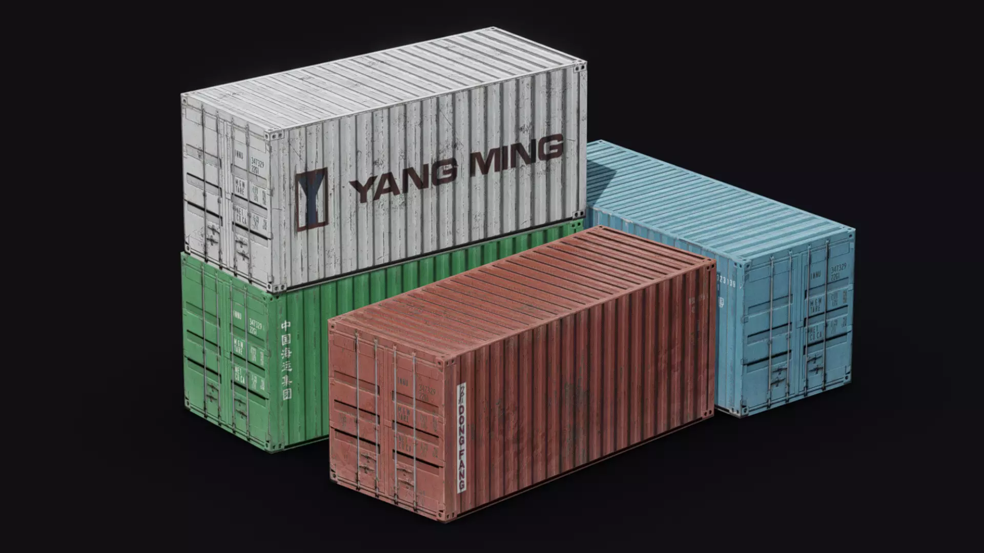 Shipping containers Free low-poly 3D model