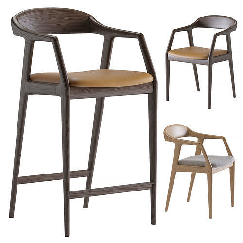 Sapporo barstool and chair by Deephouse 3D model