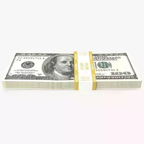 Set of 100 Dollar Bill Stack 3D model