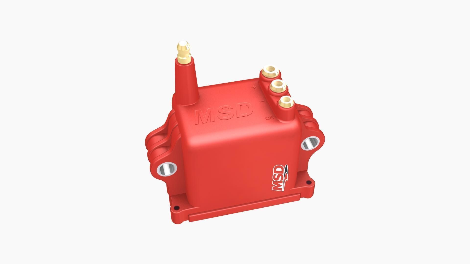 MSD High Output Red ignition coil  Low-poly 3D model_4