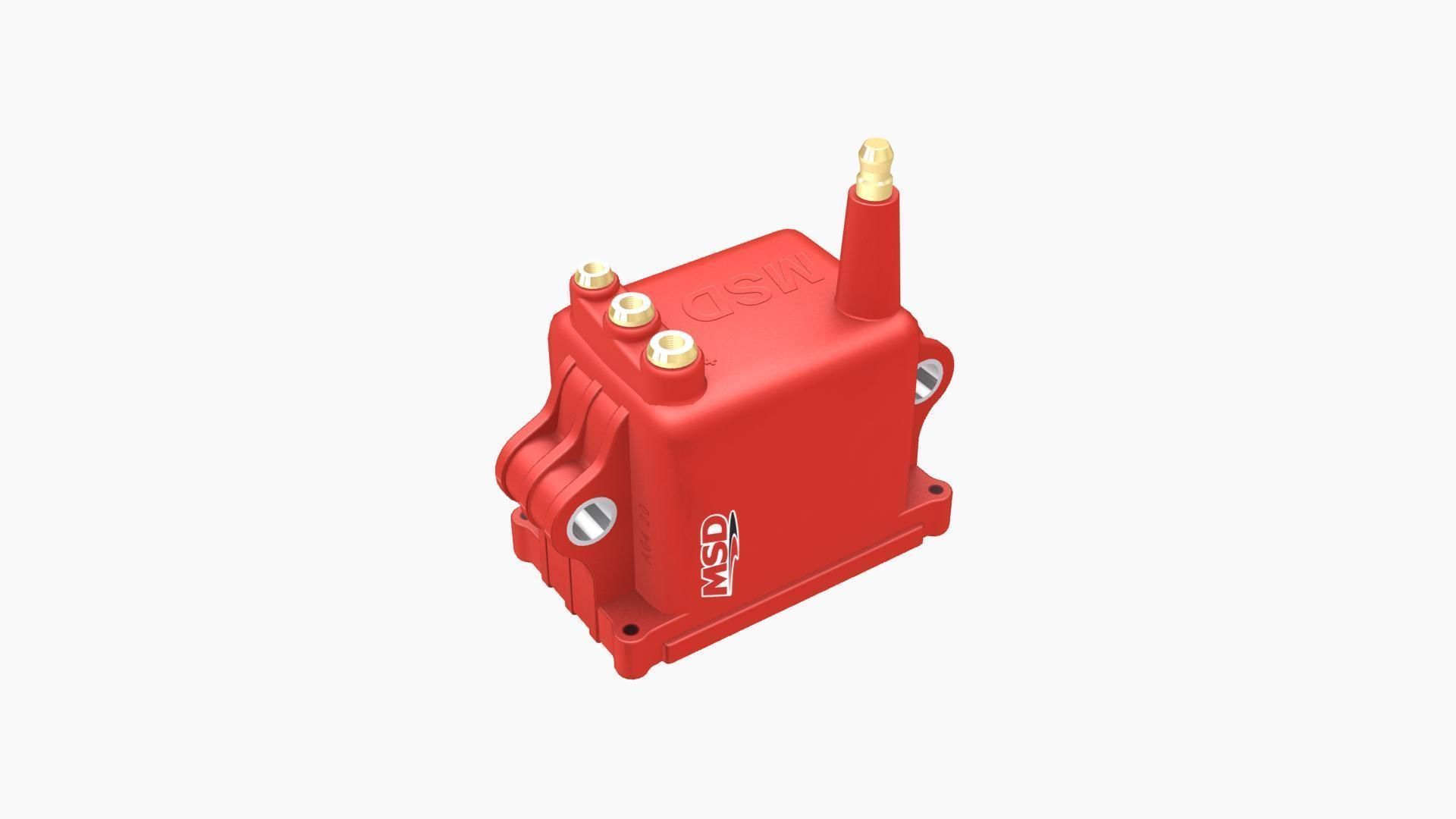 MSD High Output Red ignition coil  Low-poly 3D model_3