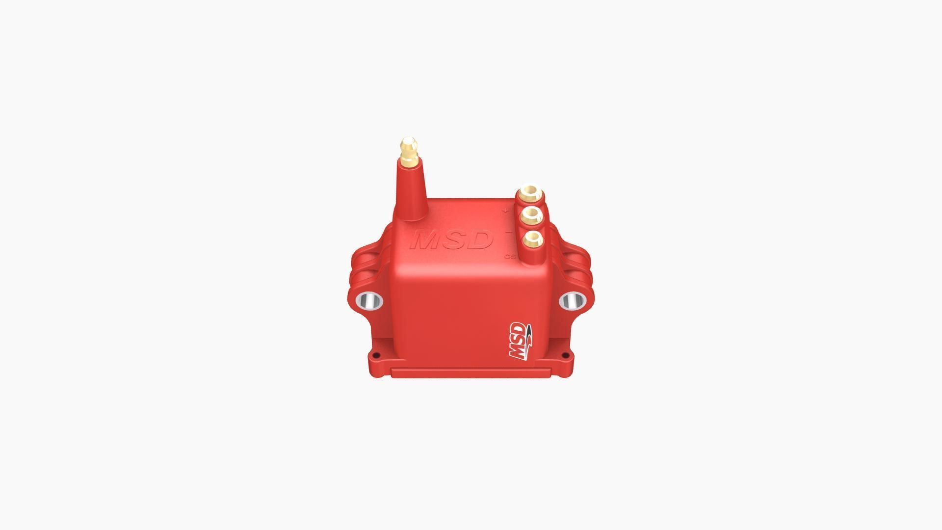 MSD High Output Red ignition coil  Low-poly 3D model_1