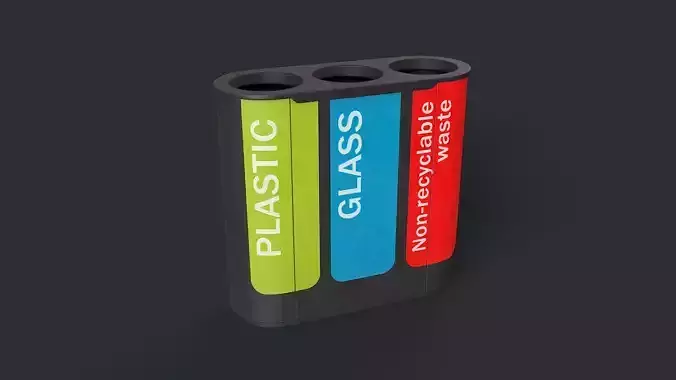 Street Trash Can 29 PBR Game Ready Low-poly 3D model