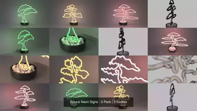 Bonsai Neon Signs - 3 Pack