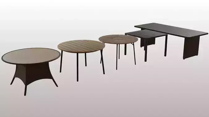 Simple Outdoor Tables Low-poly 3D model