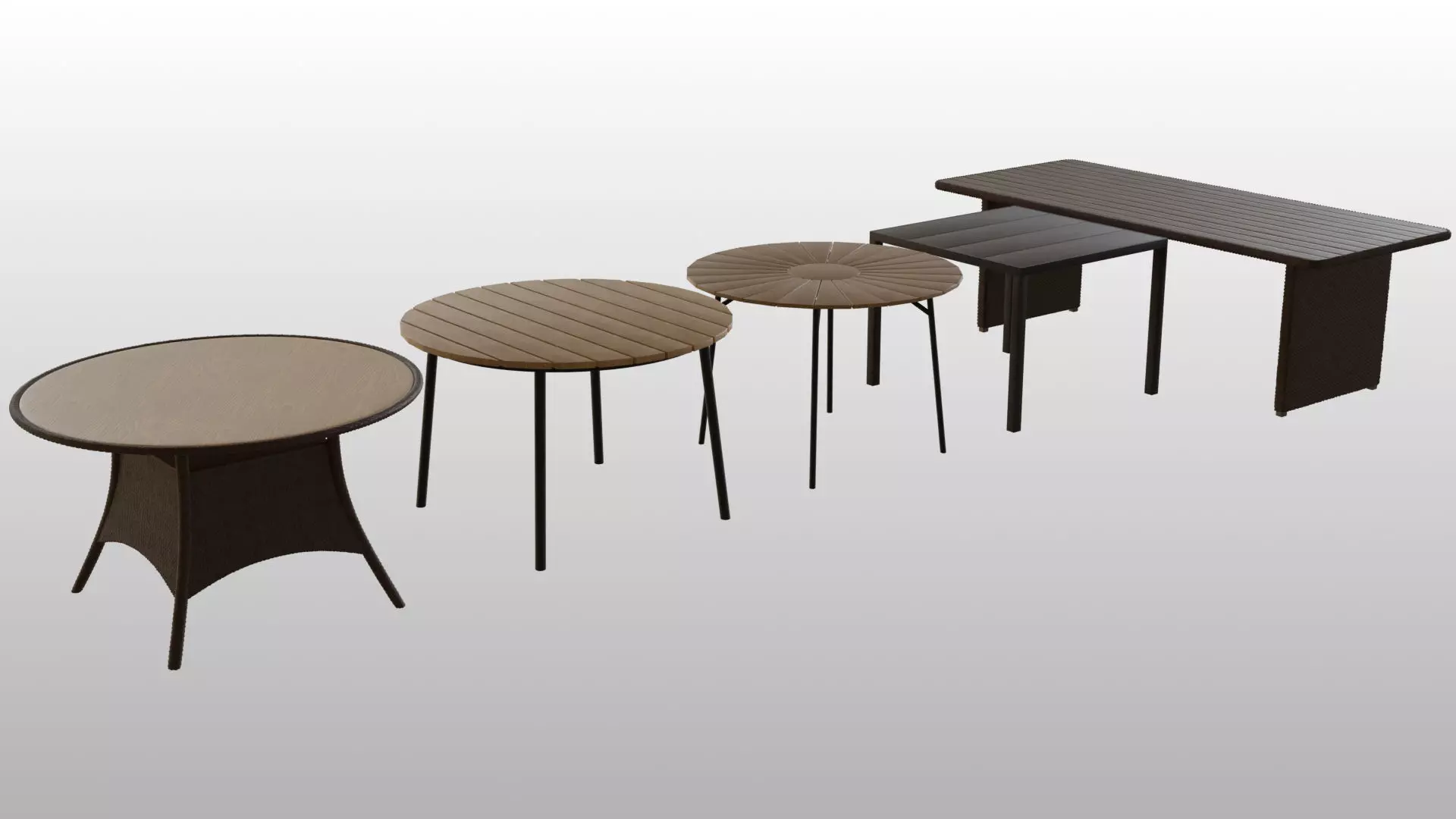 Simple Outdoor Tables Low-poly 3D model_0