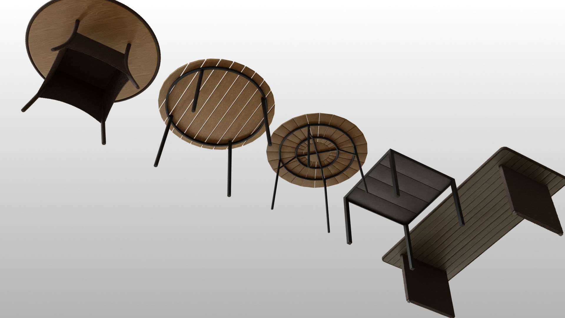 Simple Outdoor Tables Low-poly 3D model_1