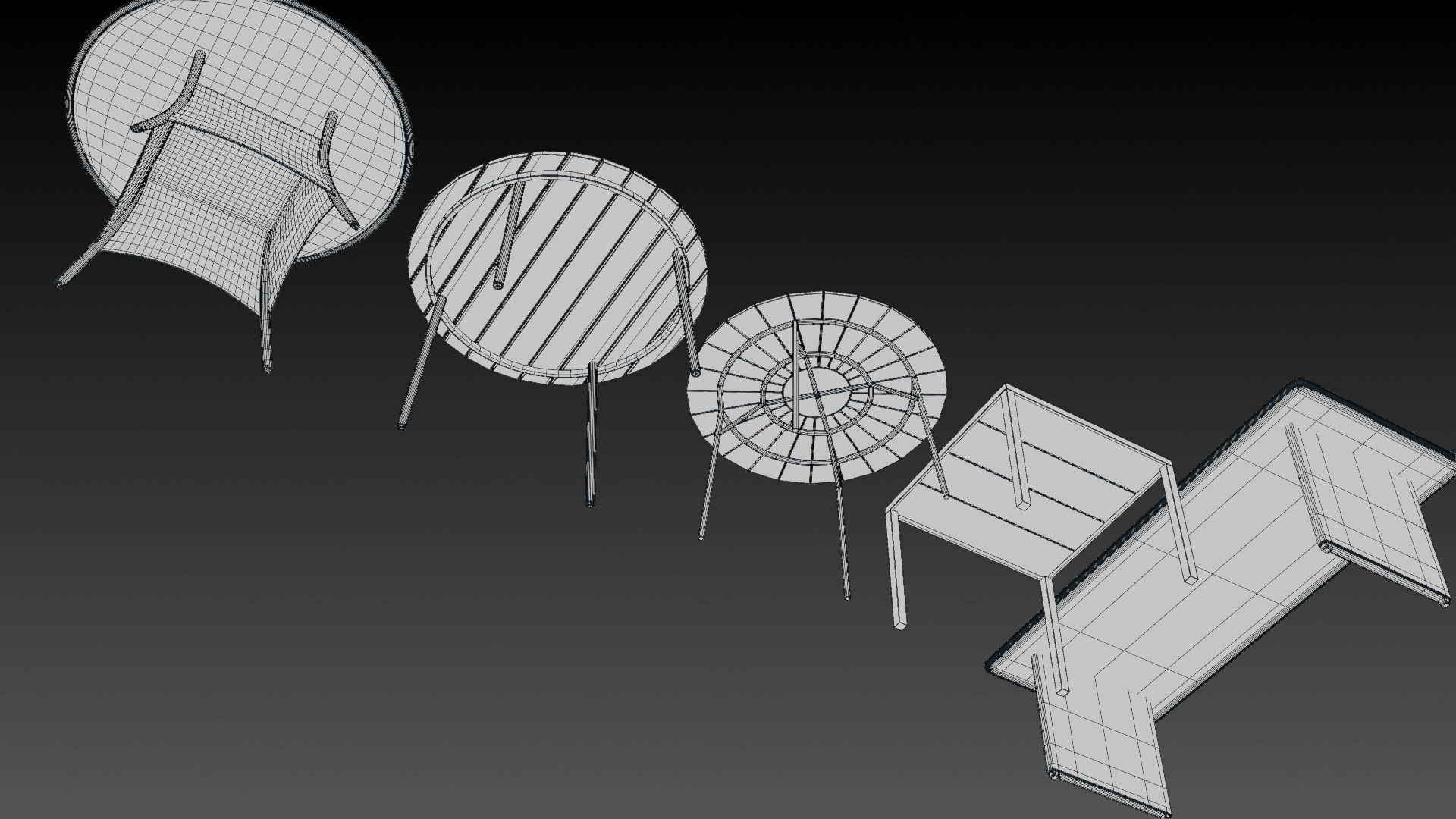 Simple Outdoor Tables Low-poly 3D model_8