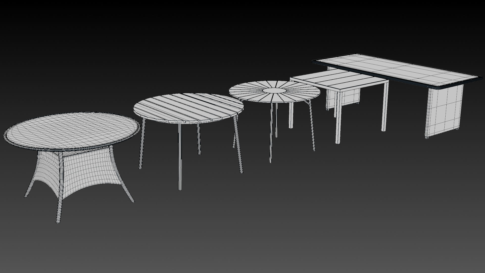 Simple Outdoor Tables Low-poly 3D model_7