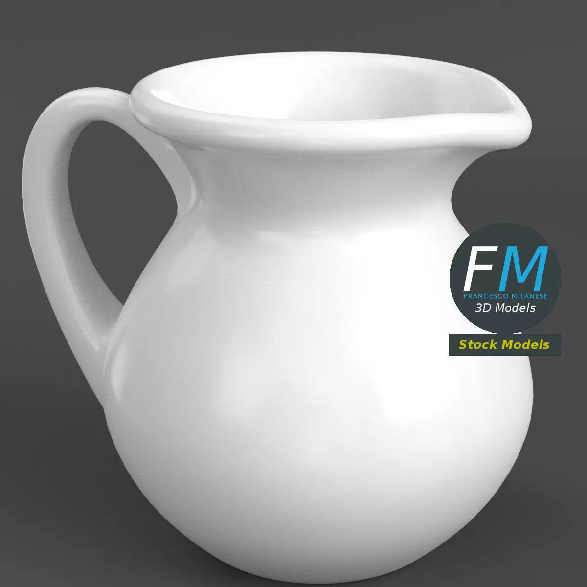 Porcelain pitcher 3D model_0