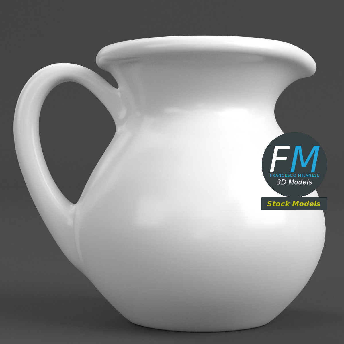 Porcelain pitcher 3D model_3