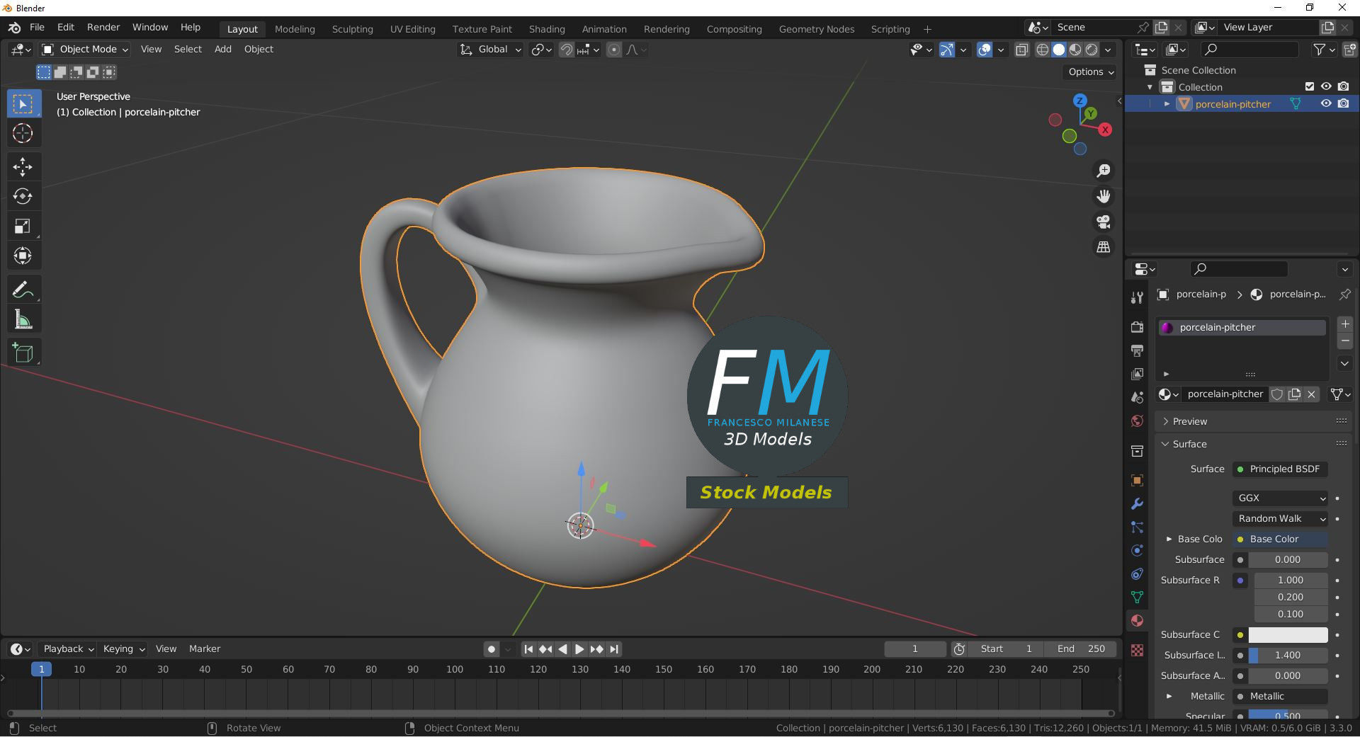 Porcelain pitcher 3D model_9