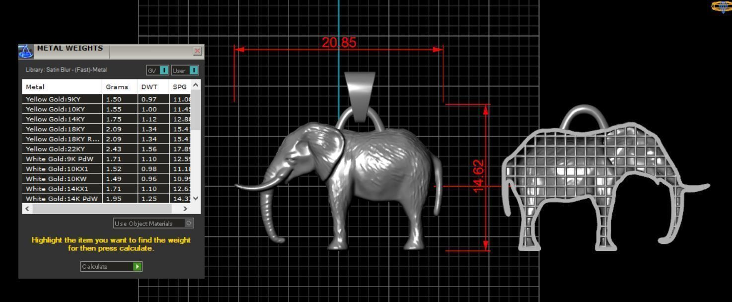 Elephant Pendant Fusion 3D print model_1