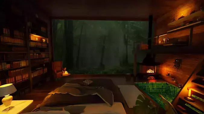 Cozy Bedroom interior scene 