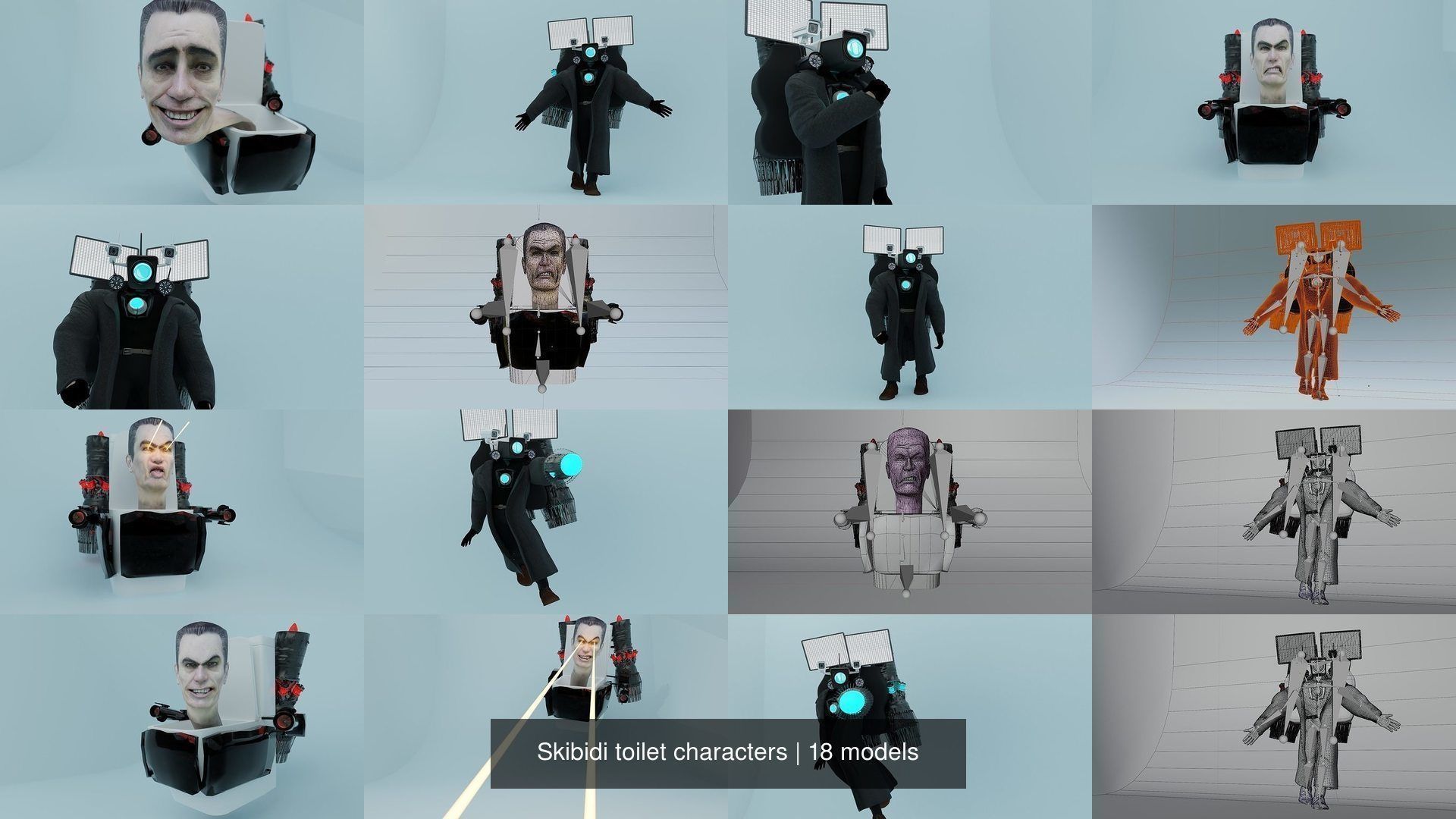 Skibidi toilet characters 3D Model Collection_1