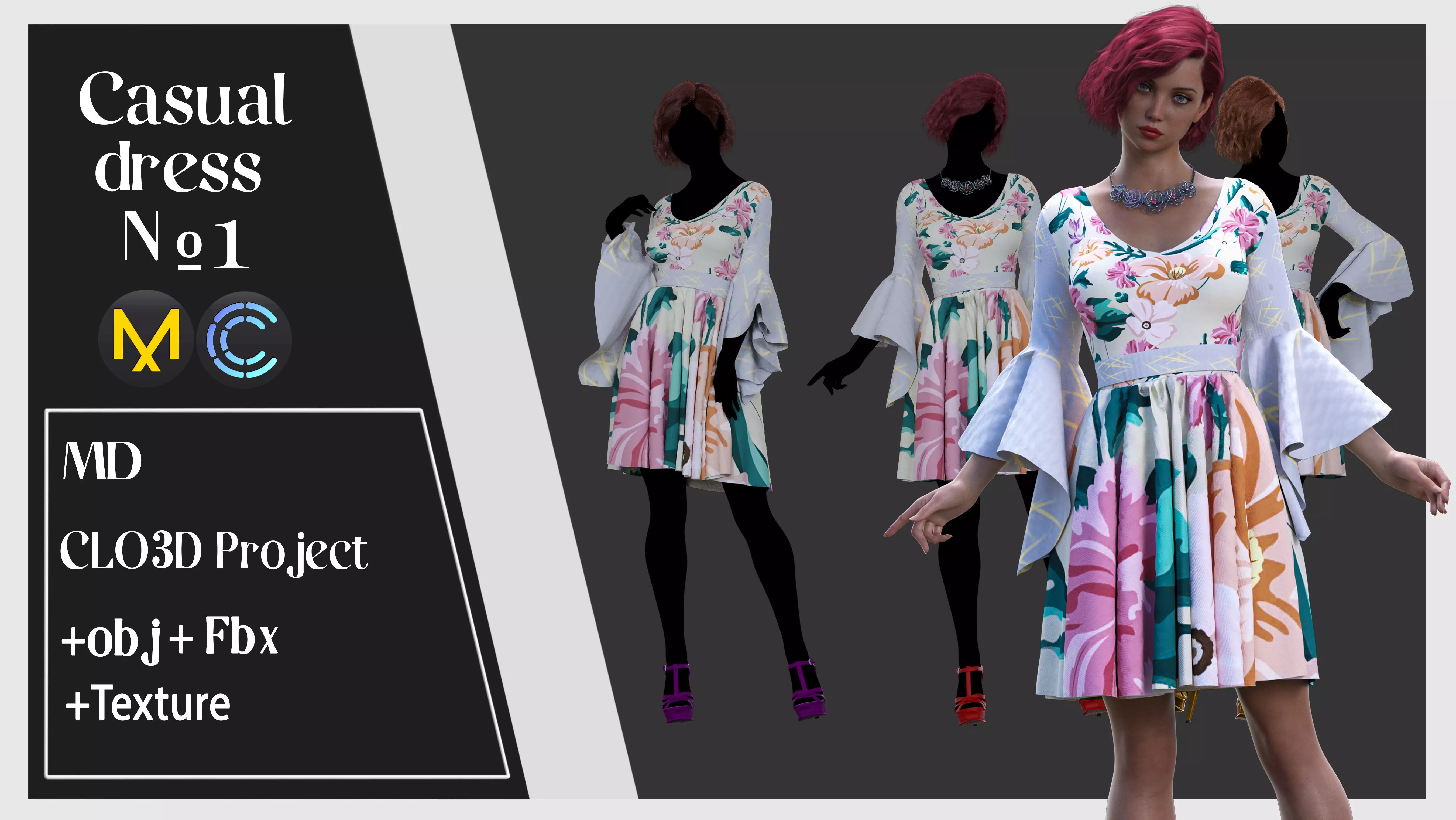 Female Casual dress No1 3D model