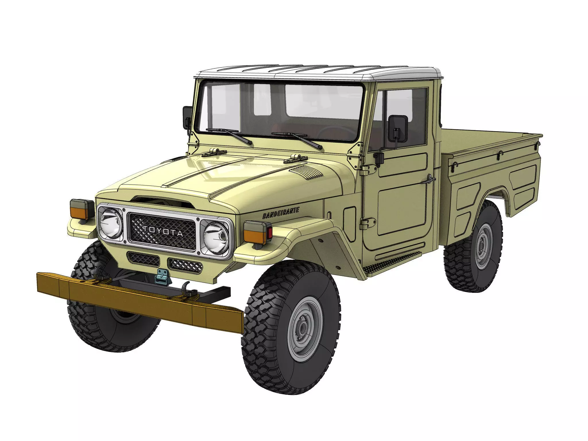 TOYOTA LC FJ45 BANDEIRANTE PICK UP TRUCK 3D PRINT 3D print model