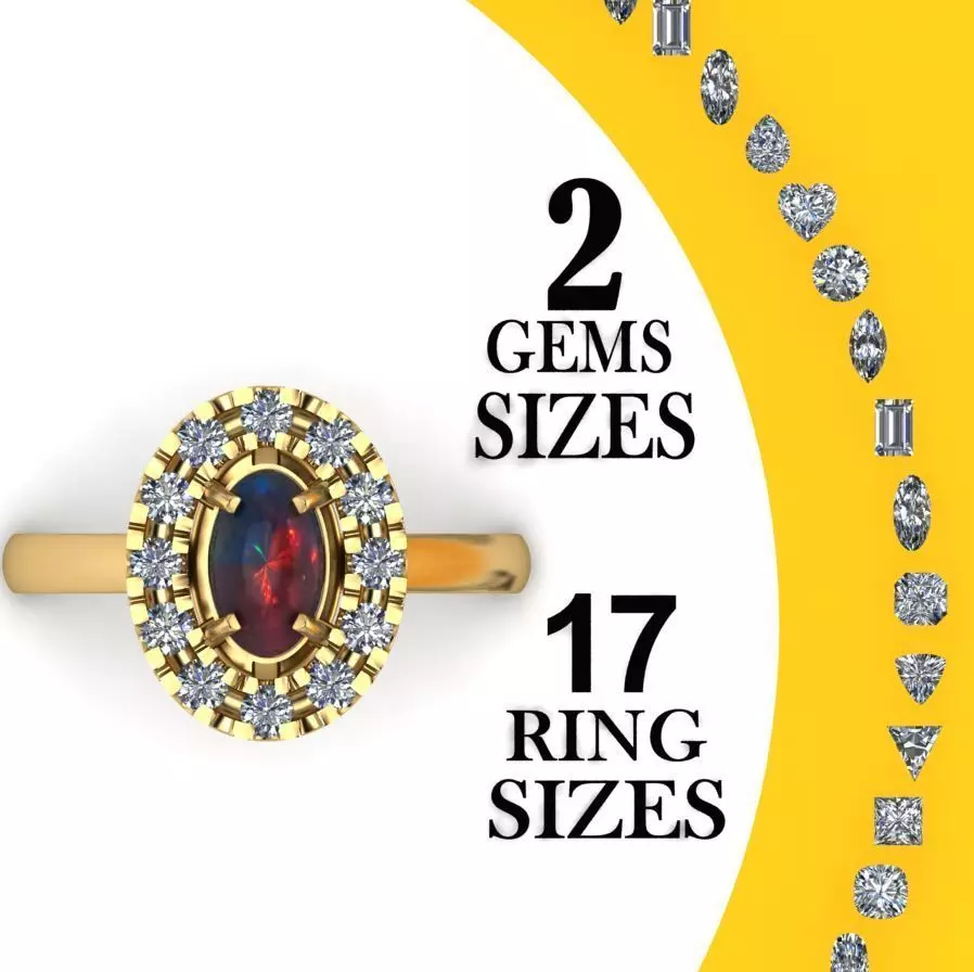 Ring with Opal 3D print model 3D print model