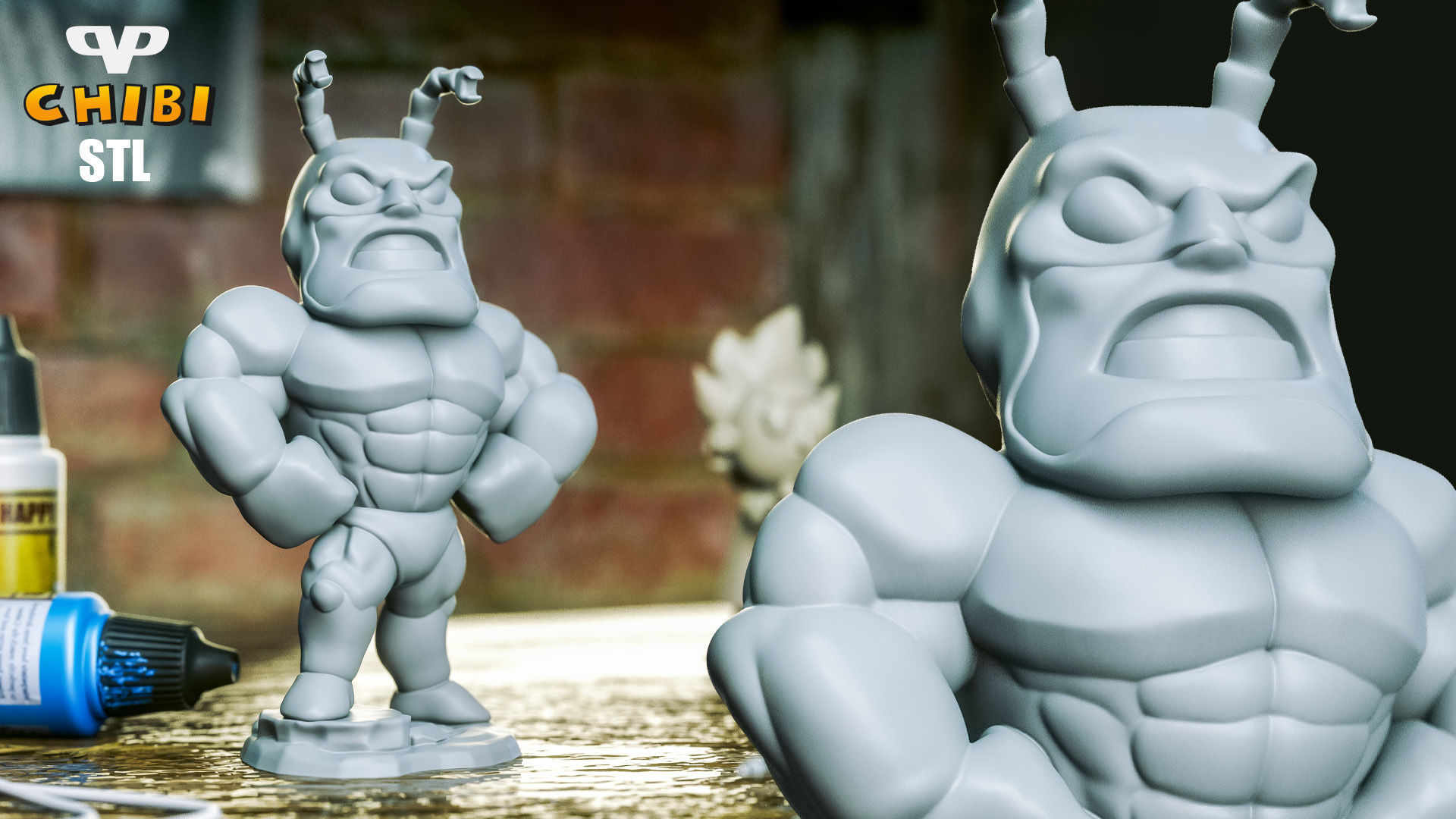The Tick Chibi STL for 3D Printing ChibiSTL 3DXM 3D print model_3