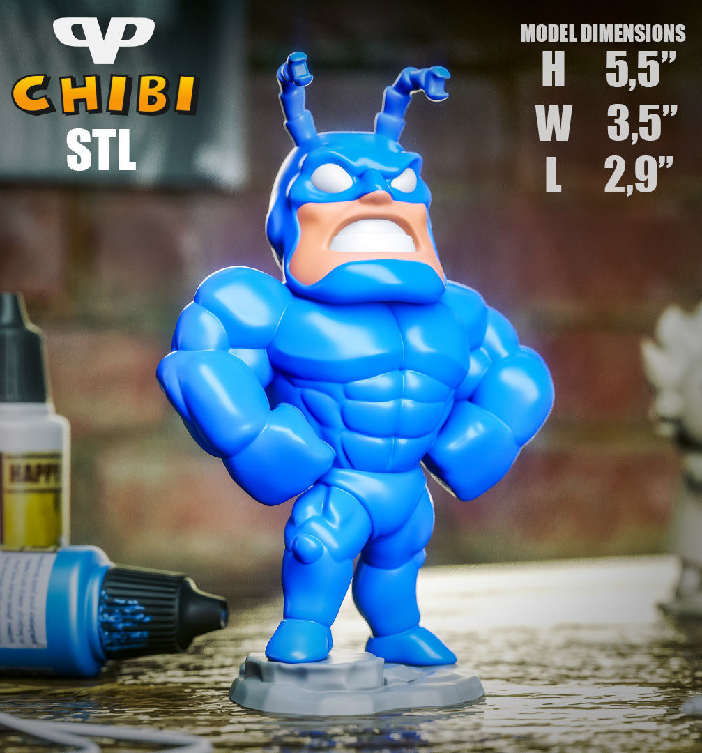 The Tick Chibi STL for 3D Printing ChibiSTL 3DXM 3D print model_2