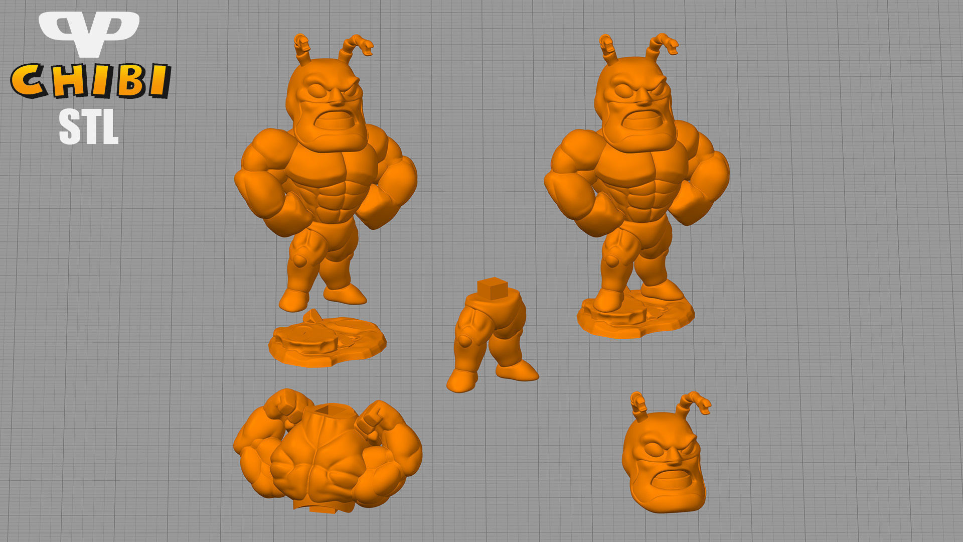 The Tick Chibi STL for 3D Printing ChibiSTL 3DXM 3D print model_1