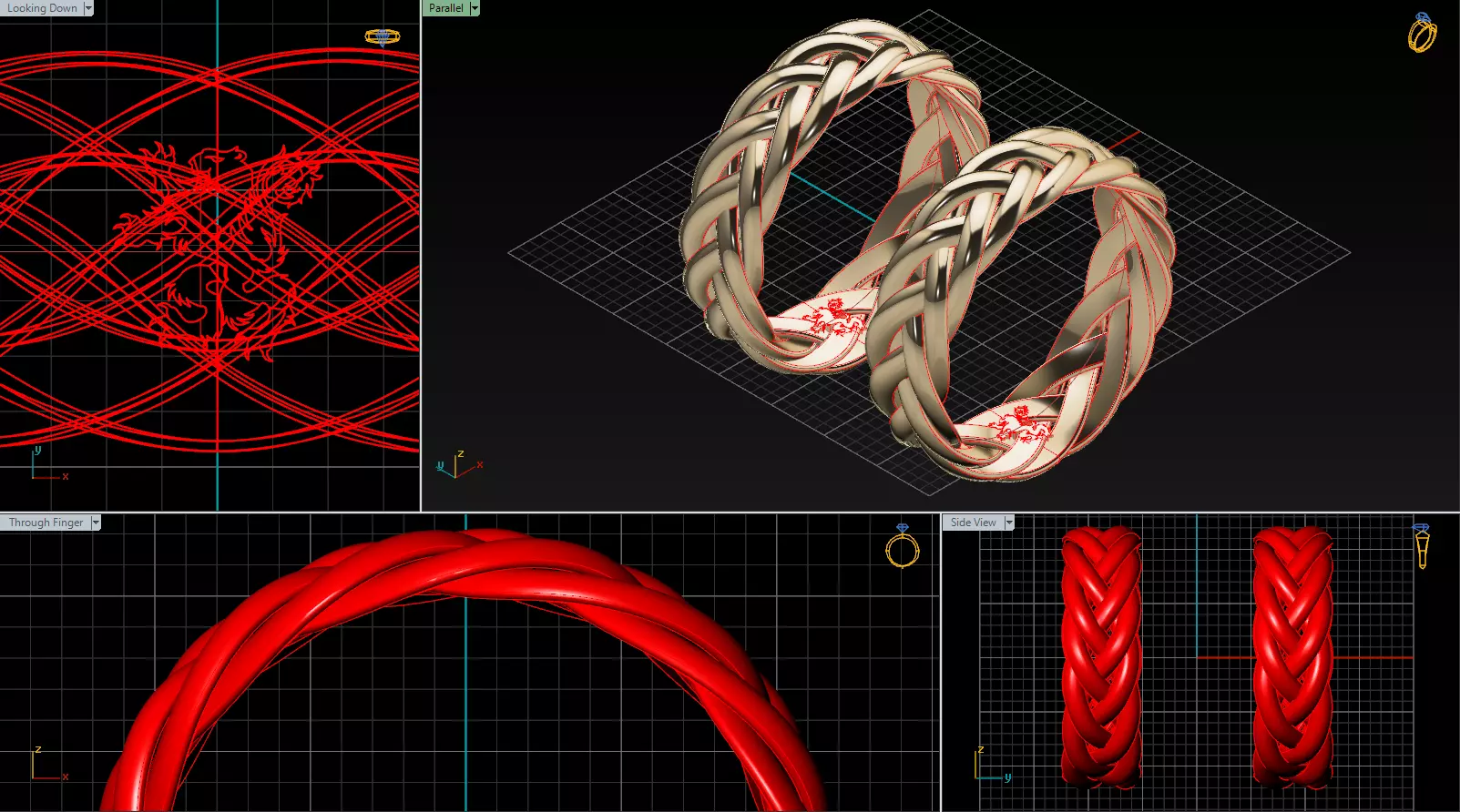 alianca fios tracados tranca 3D model_0