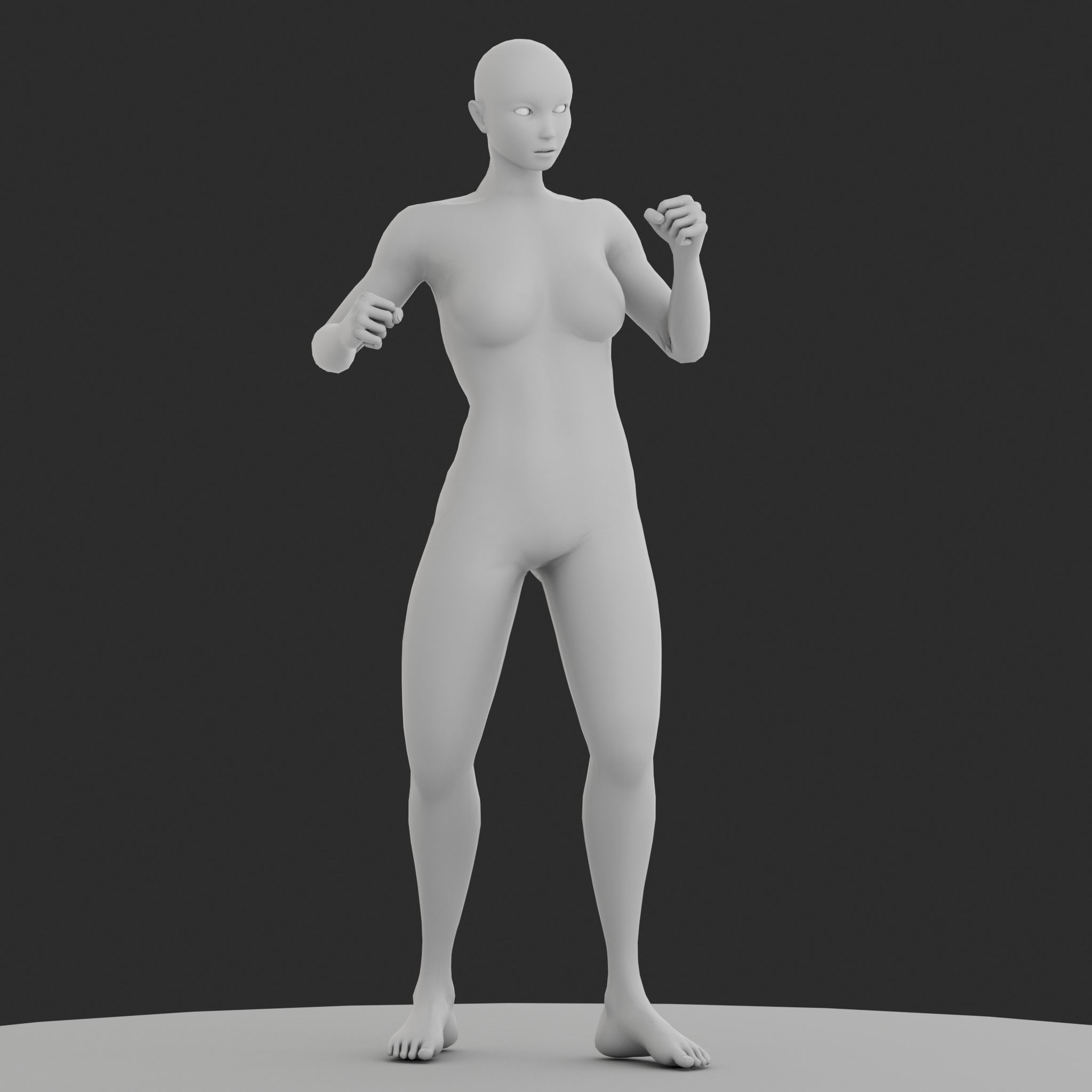 Female Basemesh with Rigging Low-poly 3D model_3