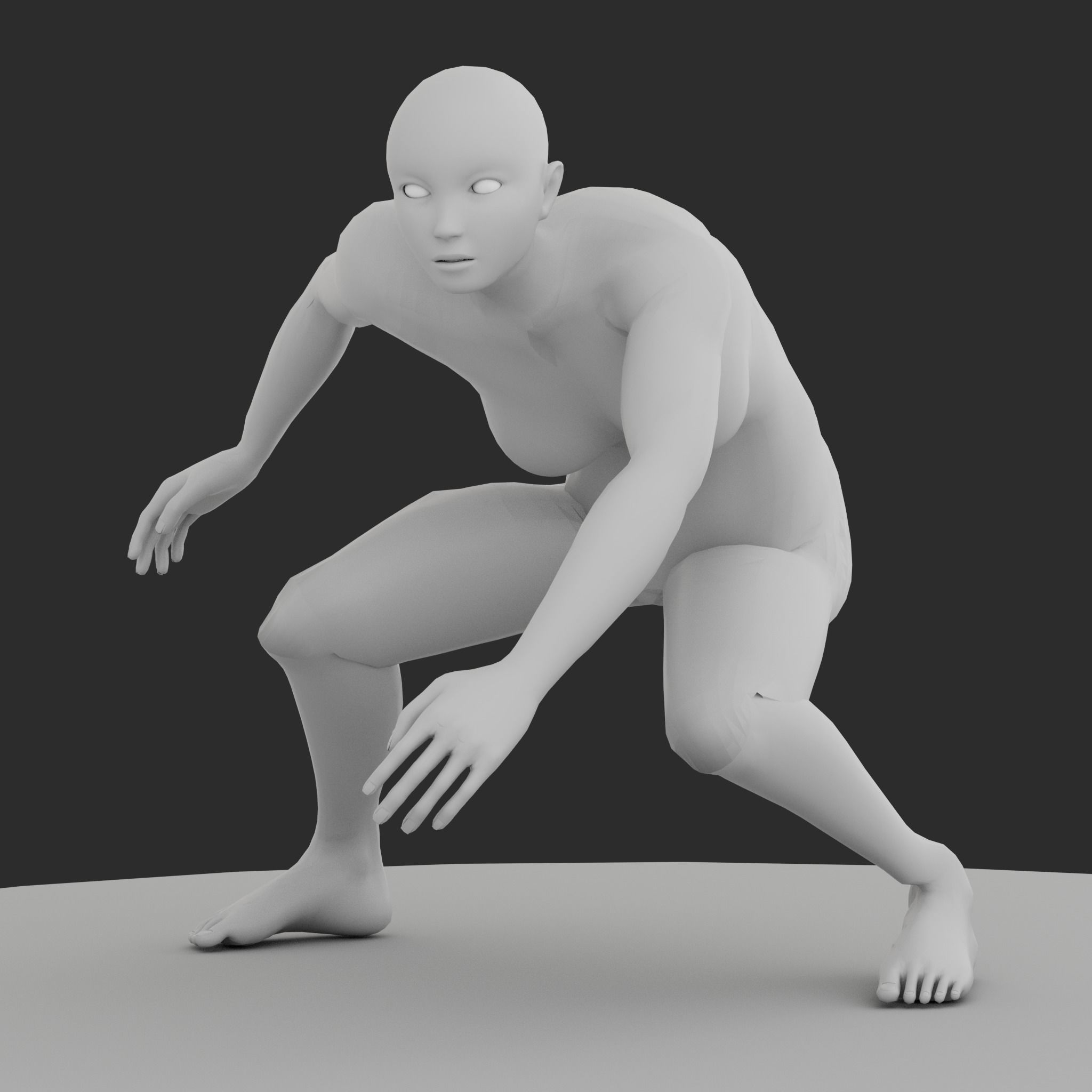 Female Basemesh with Rigging Low-poly 3D model_4
