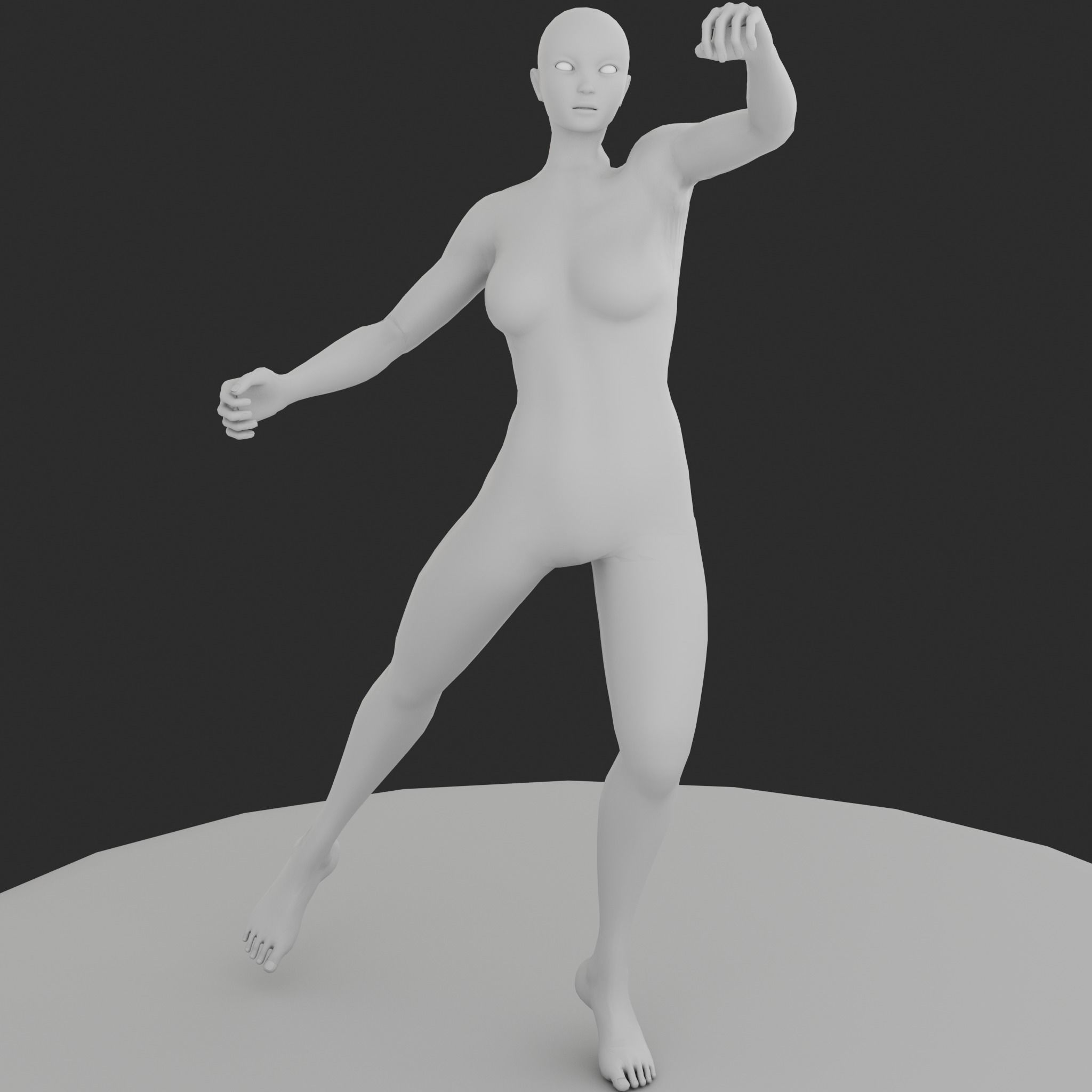 Female Basemesh with Rigging Low-poly 3D model_2