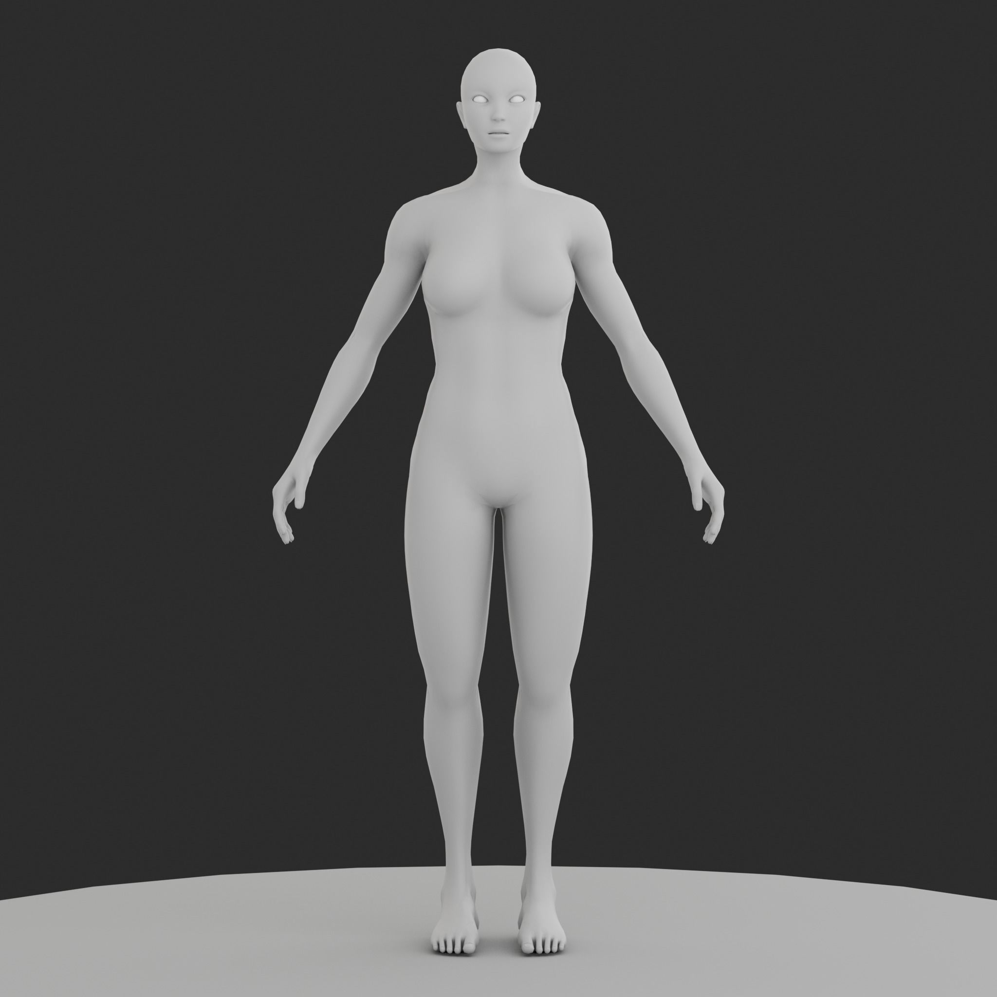 Female Basemesh with Rigging Low-poly 3D model_1