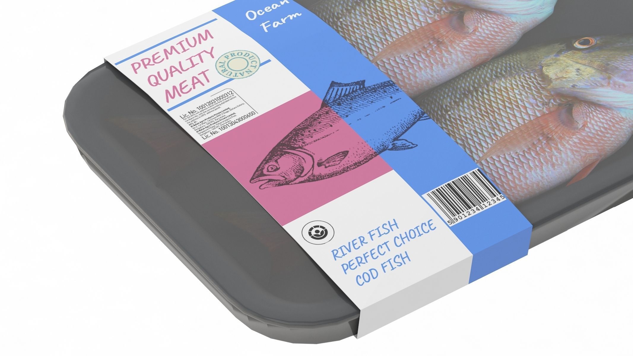 Frozen Fish Low Poly PBR Realistic Low-poly 3D model_4