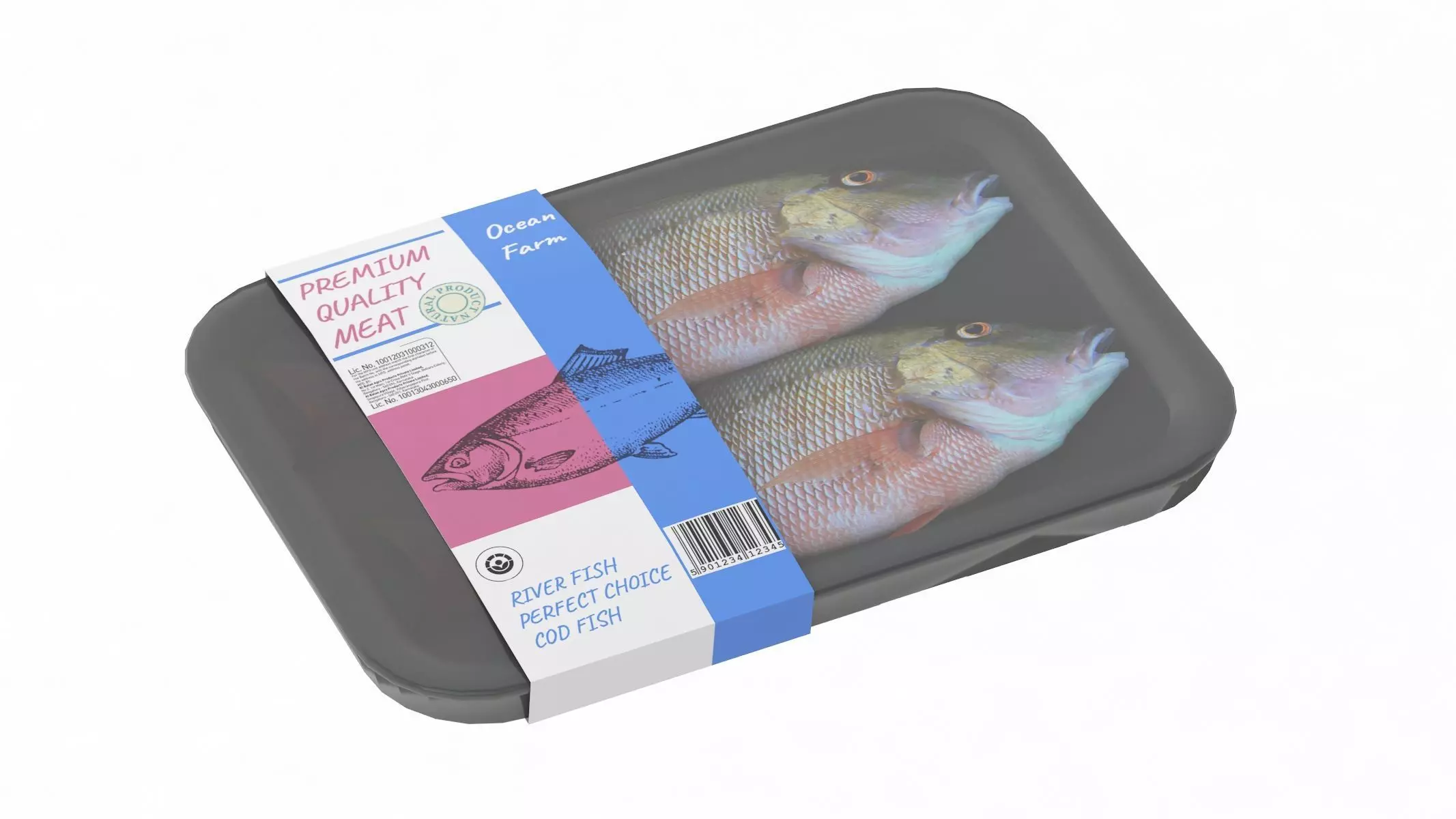 Frozen Fish Low Poly PBR Realistic Low-poly 3D model_0