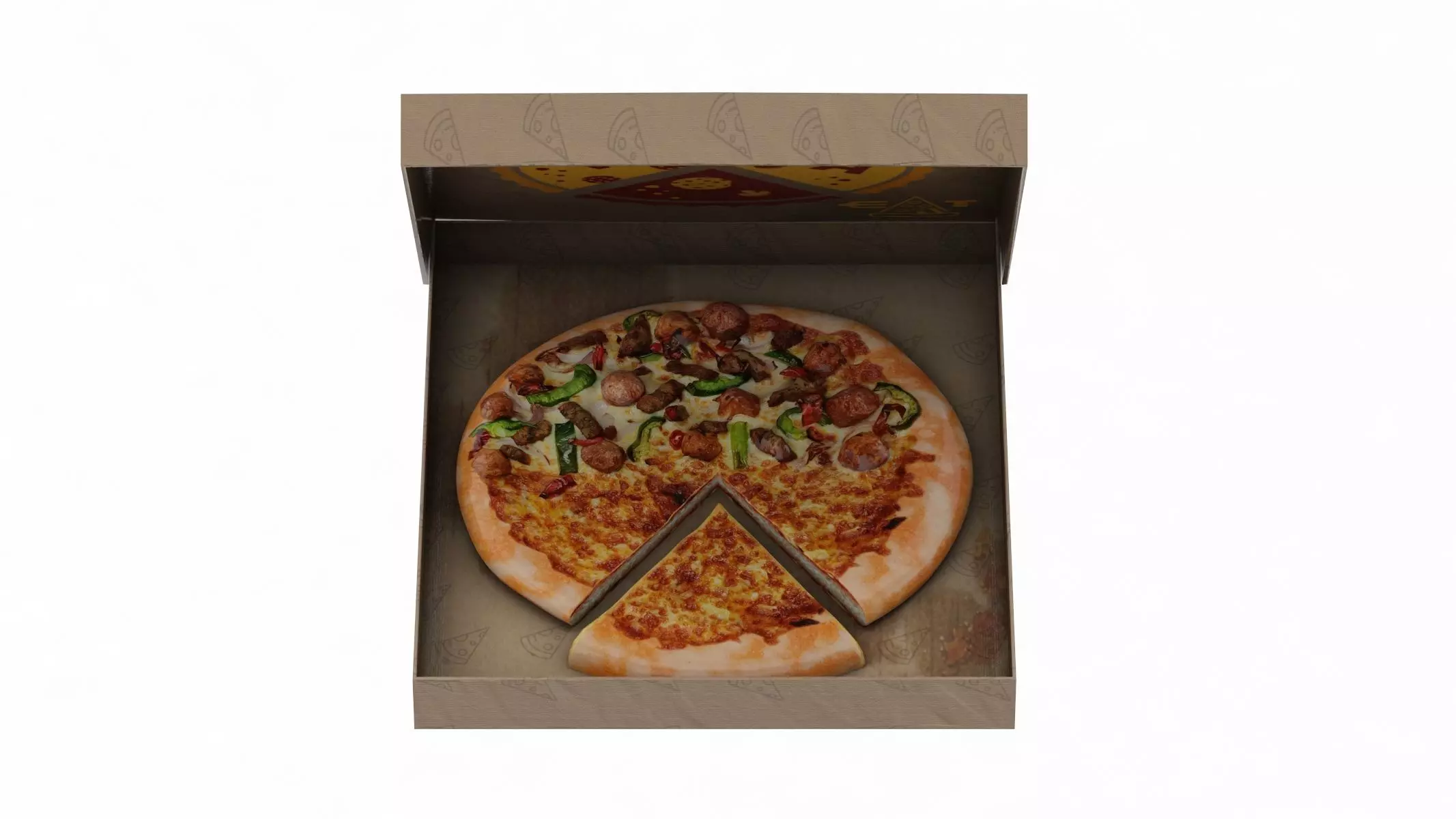 Frozen Pizza Low Poly PBR Realistic Low-poly 3D model_0