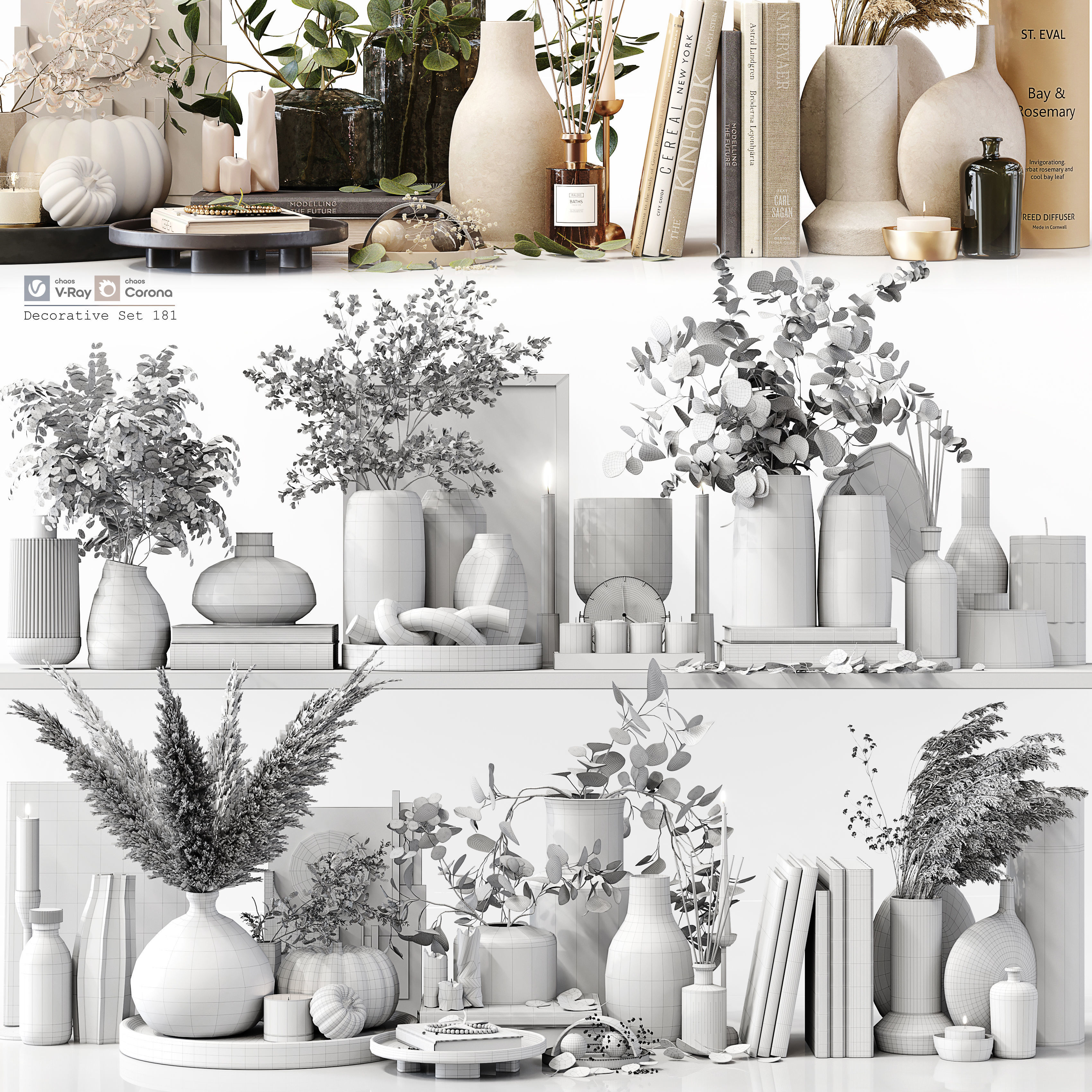 Decorative Set 181 Low-poly 3D model_6