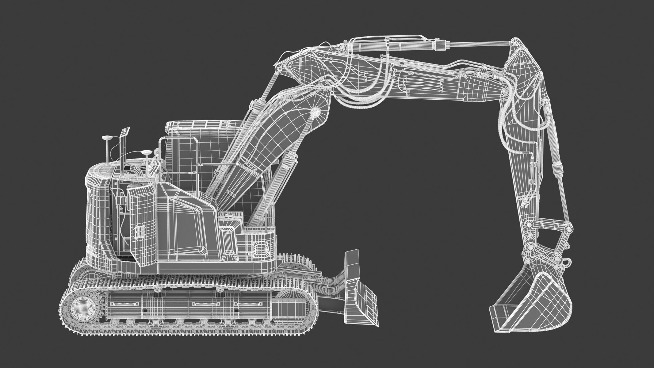 Small Excavator Triple Arm Generic 3D model_23