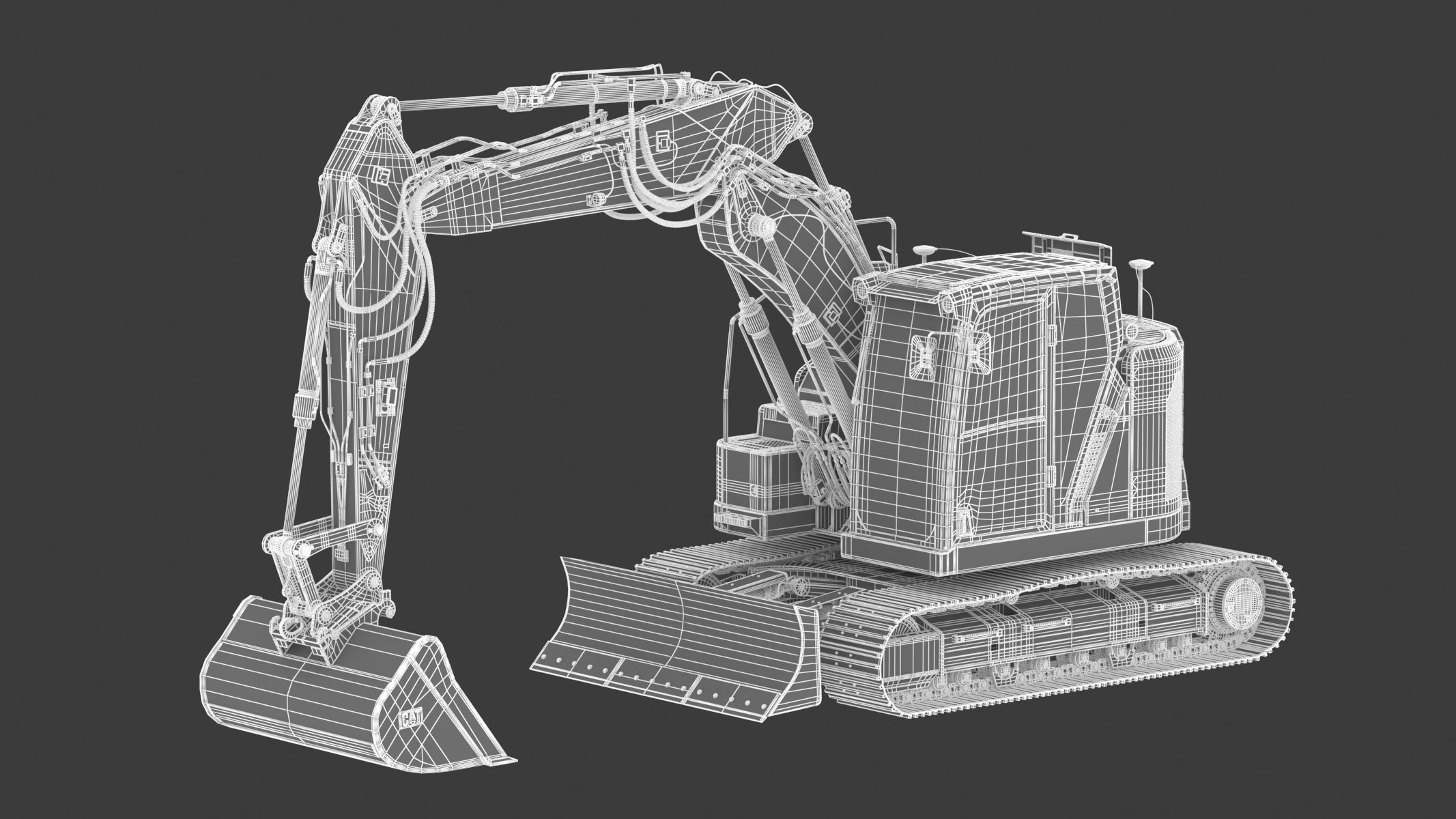 Small Excavator Triple Arm Generic 3D model_29