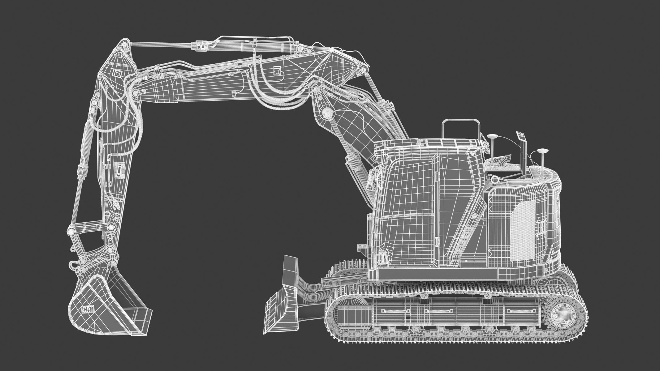 Small Excavator Triple Arm Generic 3D model_25