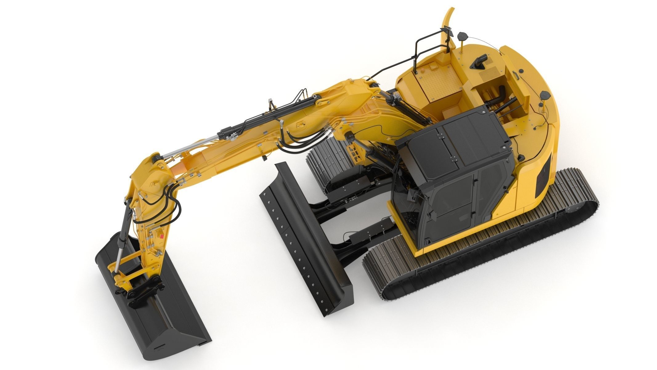 Small Excavator Triple Arm Generic 3D model_5