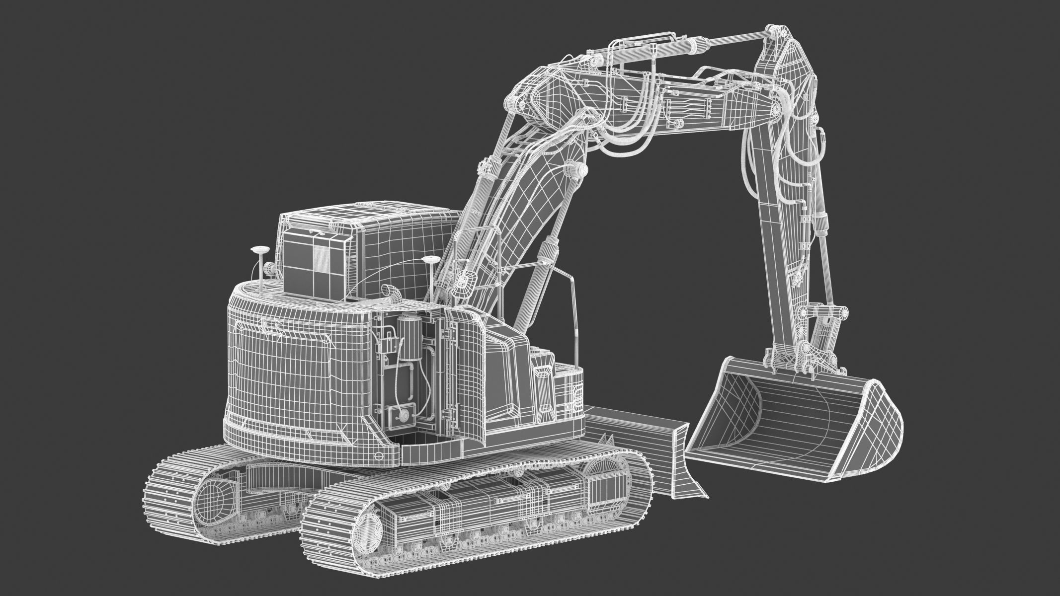 Small Excavator Triple Arm Generic 3D model_30