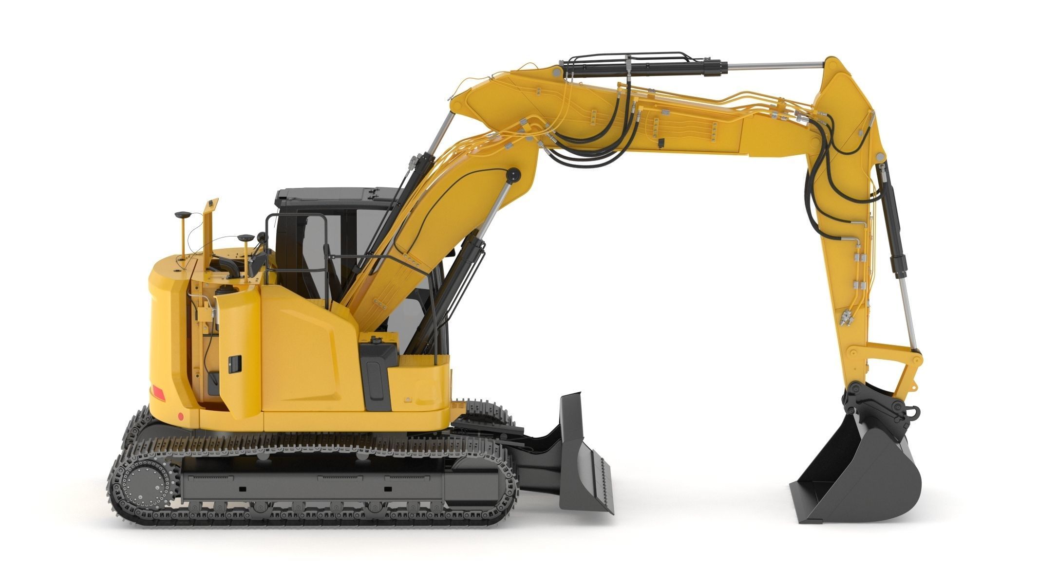 Small Excavator Triple Arm Generic 3D model_6