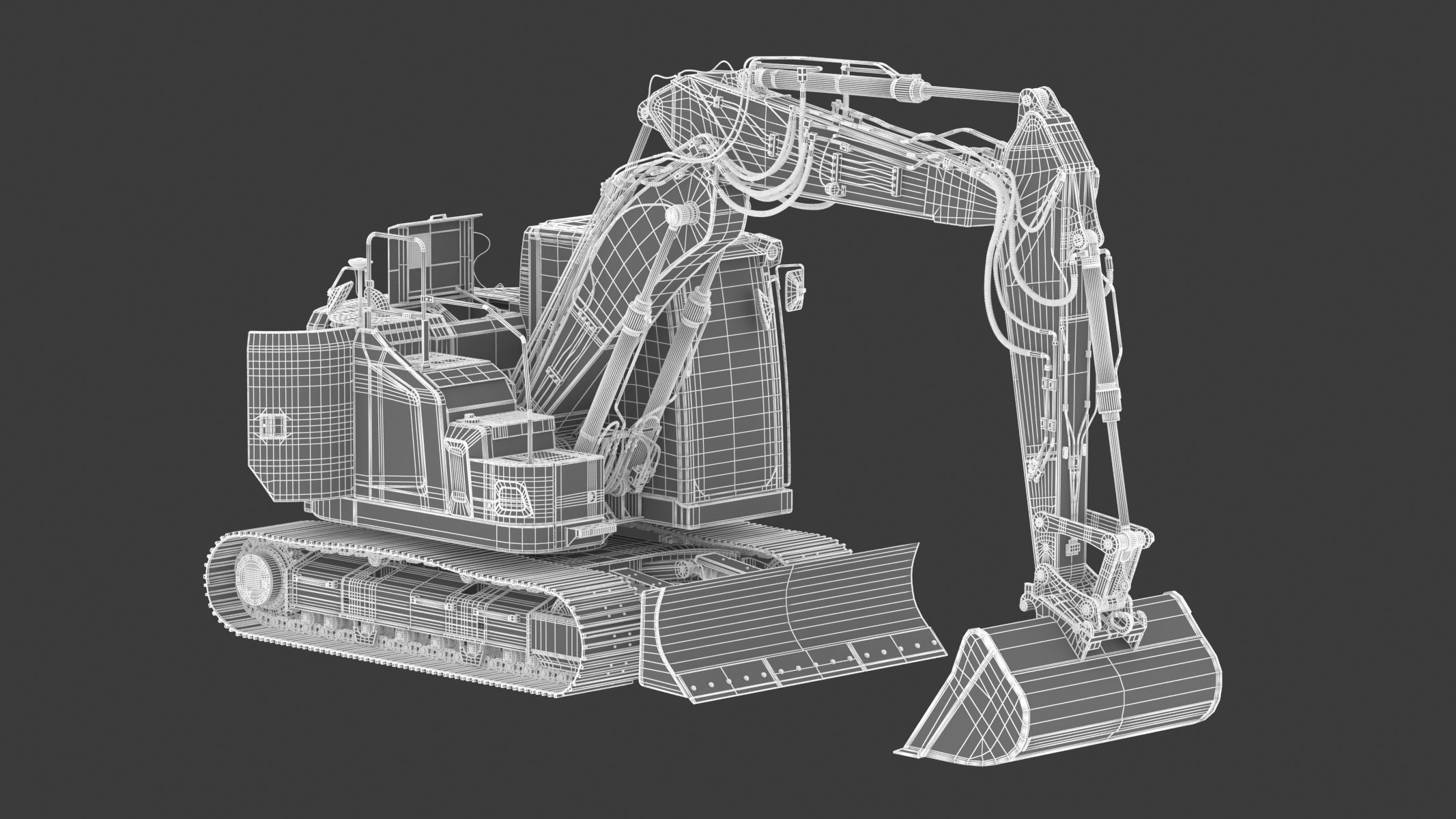 Small Excavator Triple Arm Generic 3D model_24