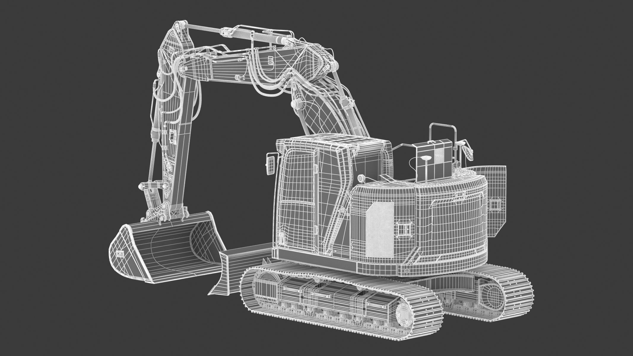 Small Excavator Triple Arm Generic 3D model_22