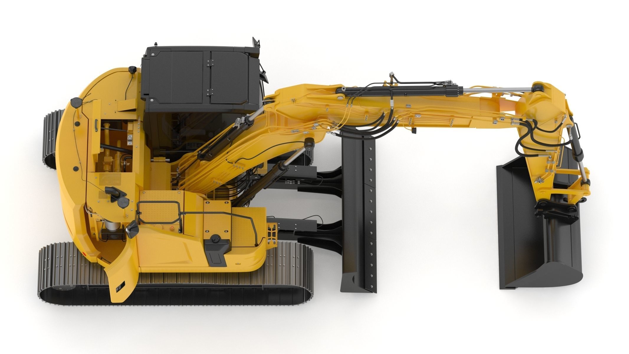 Small Excavator Triple Arm Generic 3D model_9